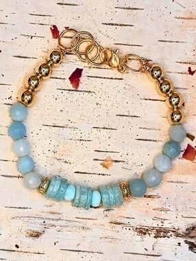 Genuine Peruvian Amazonite Bracelet W/ Beads & Chips An Artisan Handmade Design